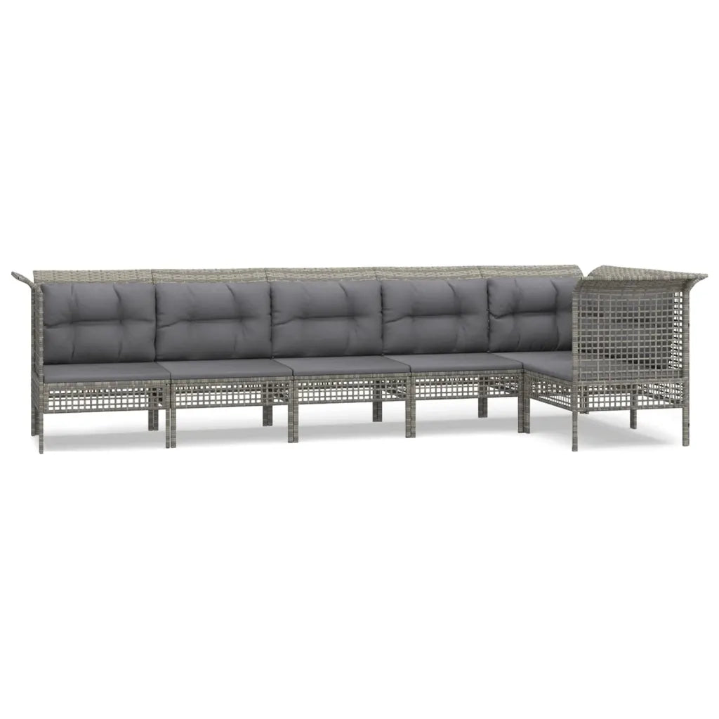 Set Divani da Giardino 6 pz con Cuscini in Polyrattan Grigio 3187509