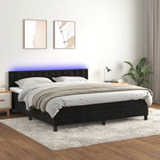 Letto a Molle con Materasso e LED Nero 180x200 cm in Velluto 3134659