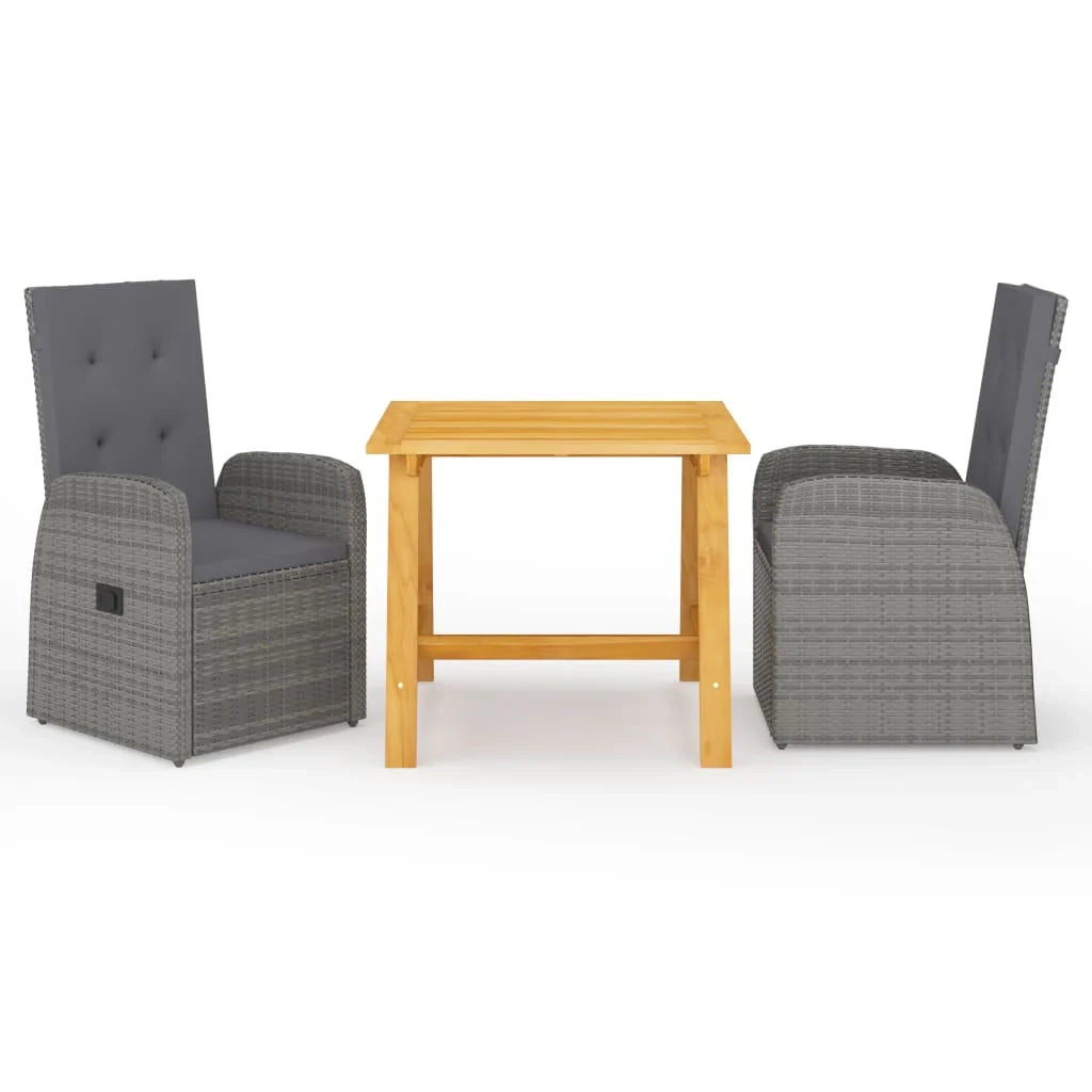 Set da pranzo da giardino per esterni 3 pezzi mobili grigi 02_0013611