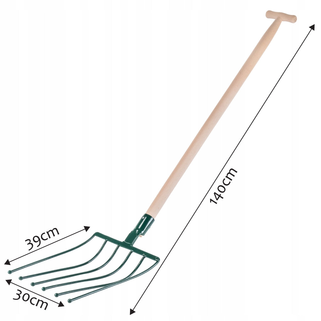 Forca KADAX a 6 denti per patate e barbabietole, in metallo massiccio e resistente, lunga 140 cm.