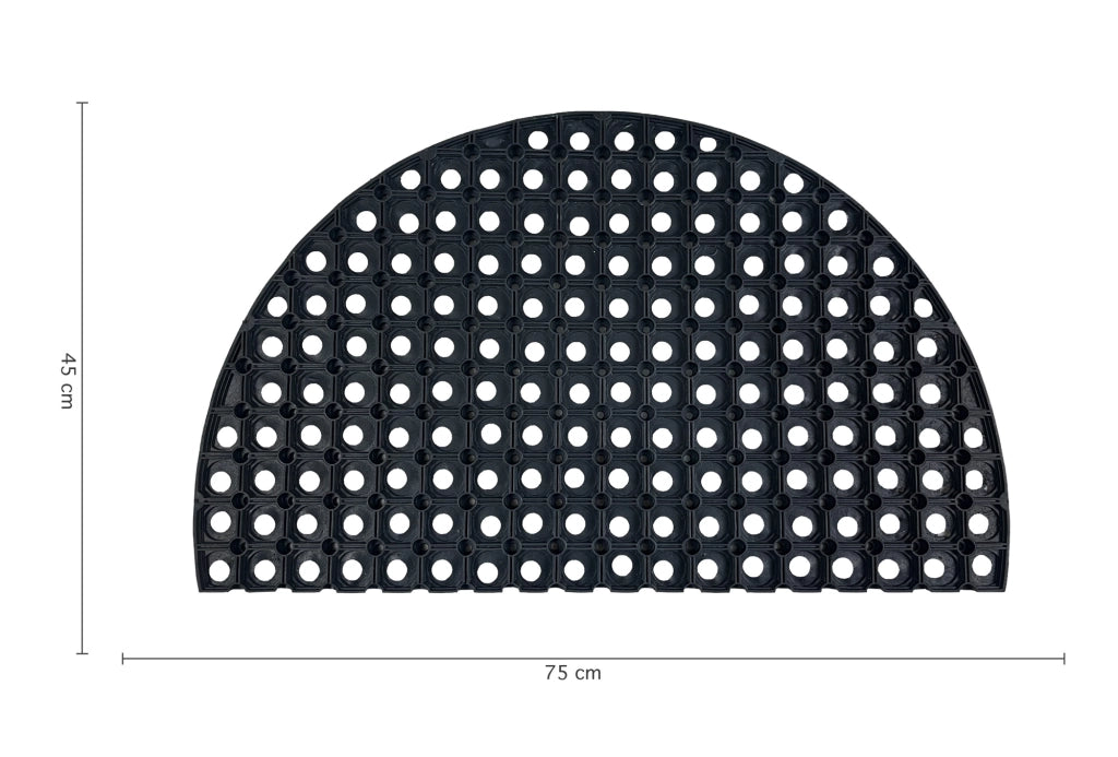 Zerbino In Gomma Ingresso Resistente A MezzaLuna Antiscivolo 45 x 75 Cm AsciugaPassi Facile Da Pulire Antibatterico