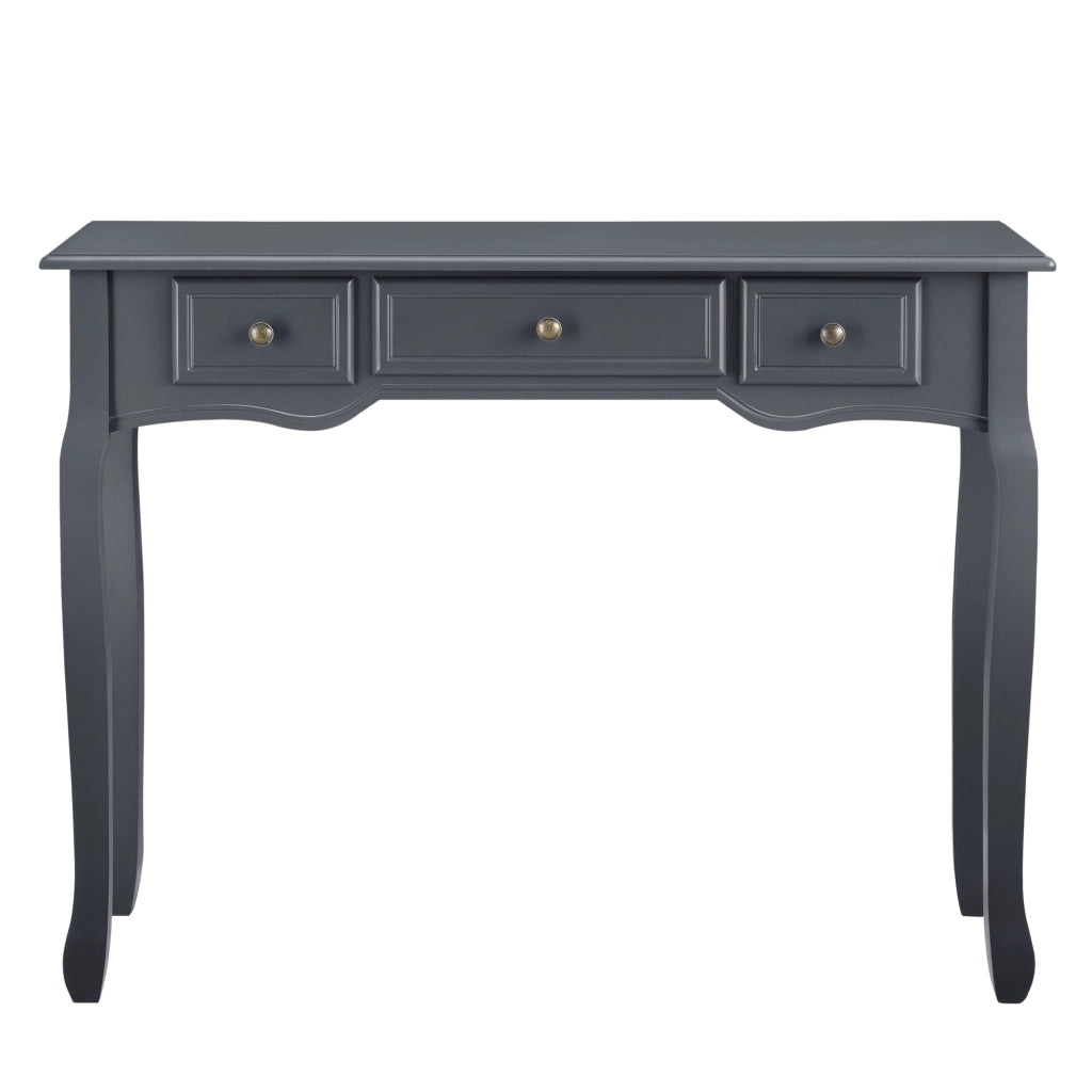 Tavolo Consolle Vintage con 3 Cassetti - Grigio Scuro [en.casa]