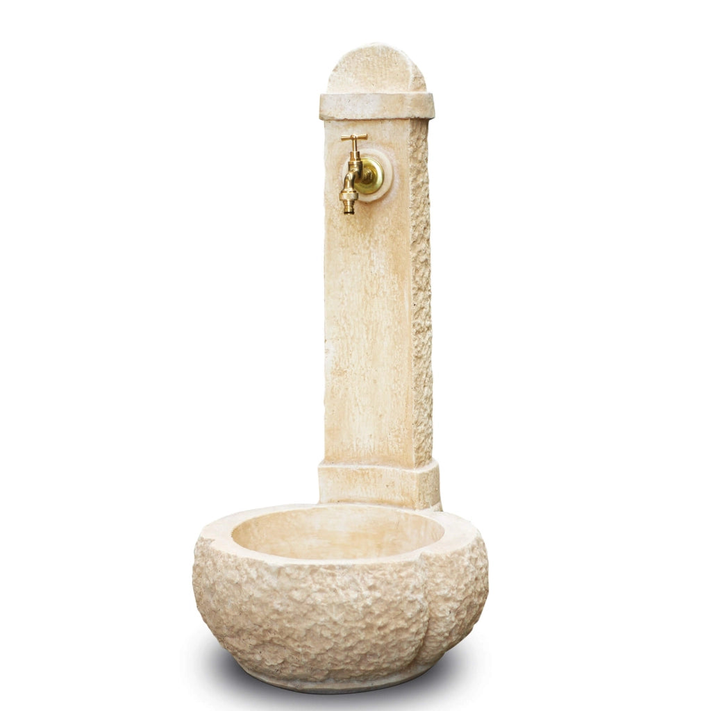 Fontana da Giardino Senza Rubinetto in Cemento Granulato di Marmo Catania Nocciola