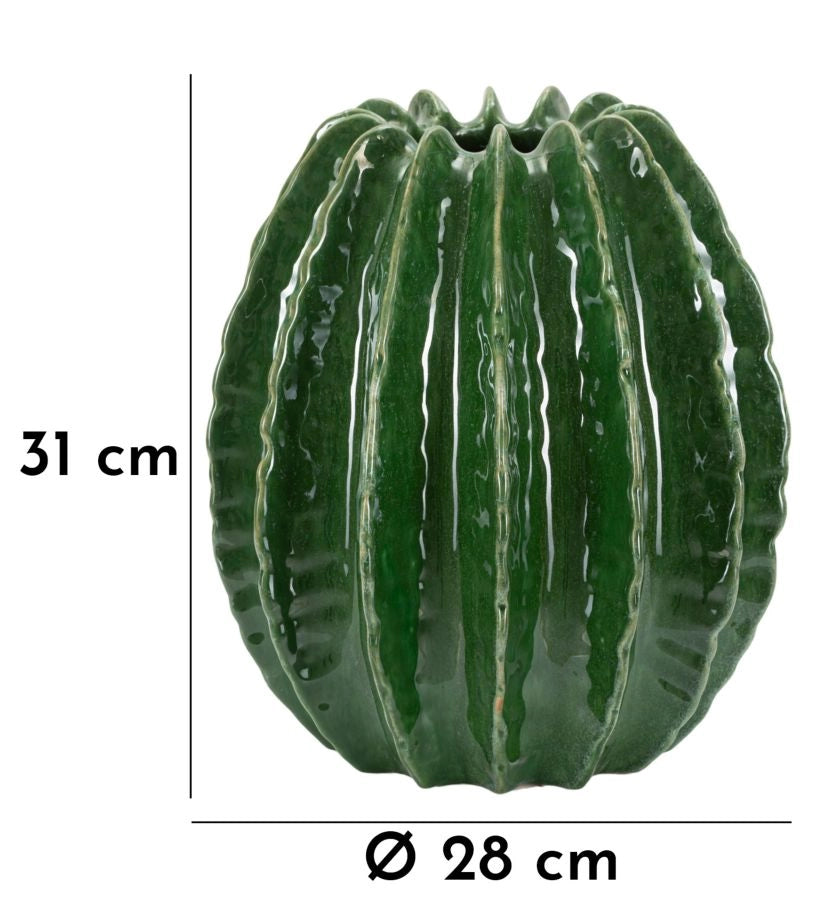 Vaso Cactus Ball Ø28x31 cm in Ceramica Verde