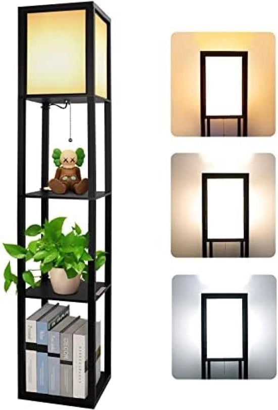Lampada da pavimento moderna con sistema di pannelli in legno - 160 cm di altezza con connettore E27
