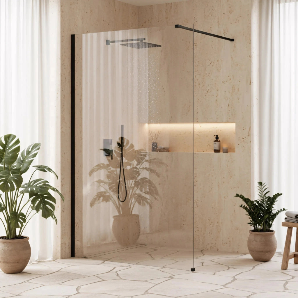 Parete Doccia Rea Flexi Transparent / Black 110