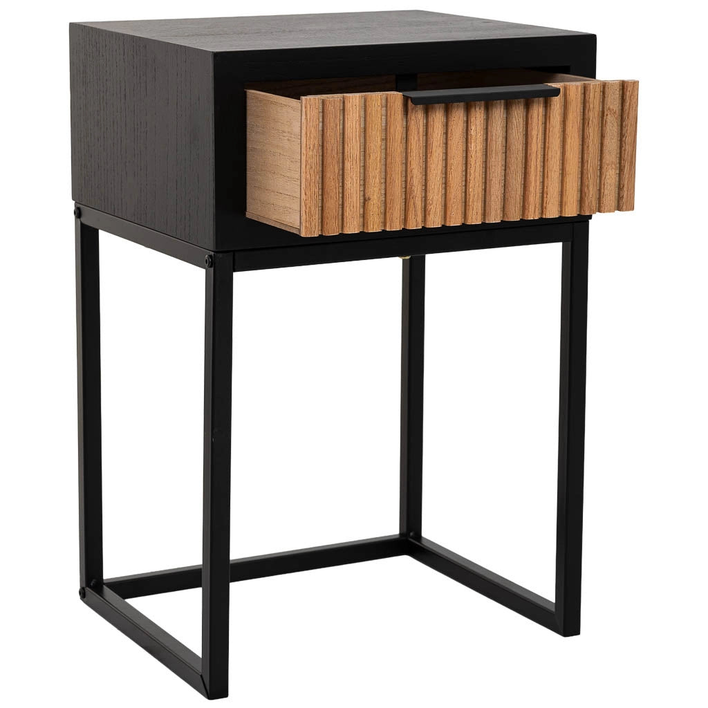 Comodino in legno e metallo 1 cassetto 40x36x60