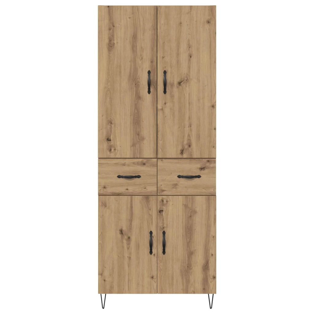 Credenza 2 pz | Madia | Buffet da pranzo | Armadio da pranzo Rovere artigianale Legno ingegnerizzato e vetro