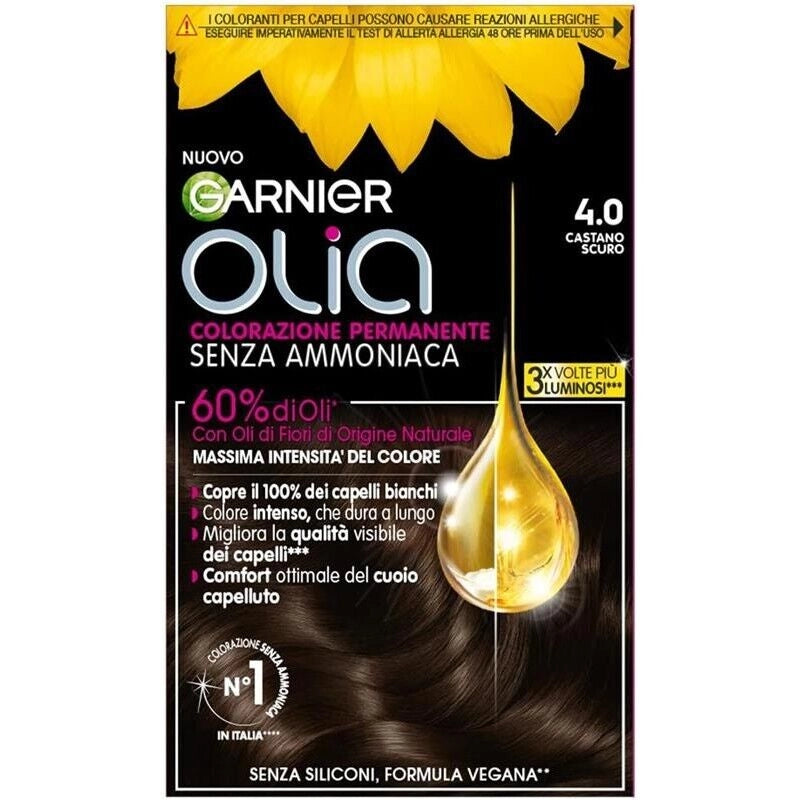 GARNIER OLIA SET 4 PZ TINTA CAPELLI 4.0 CASTANO SCURO