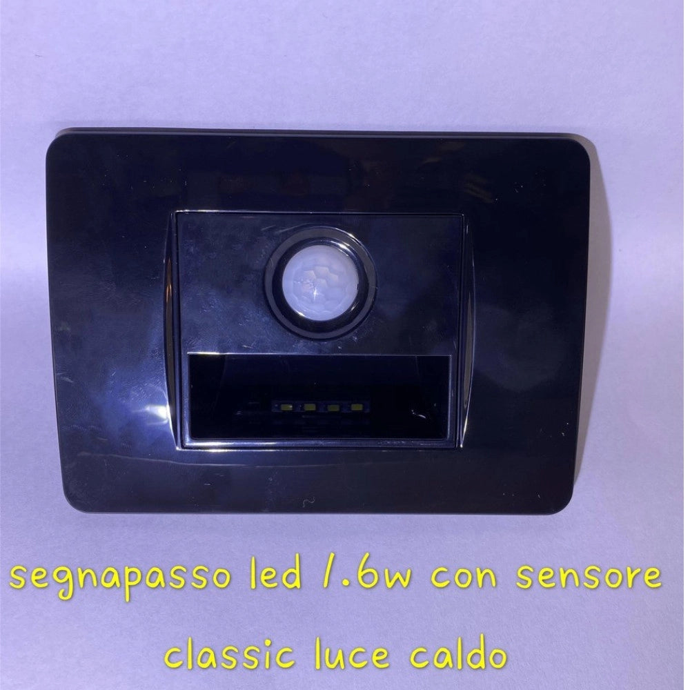 Trade Shop - Segnapasso Led Da Incasso Nero Con Sensore 1.6w Luce Calda Automatico -