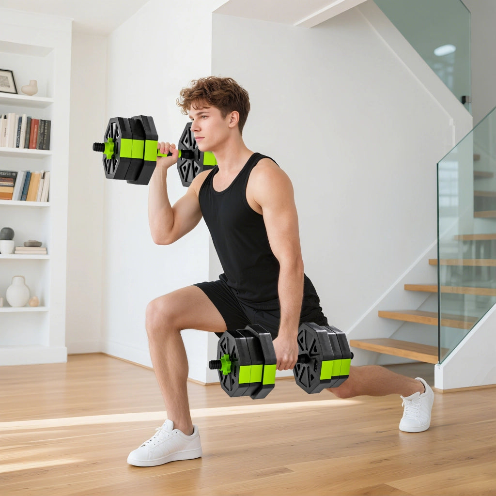 Set Manubri Regolabili 20 kg 6 in 1 ¨C Xylo ¨C Kettlebell Bilanciere Supporto Flessioni