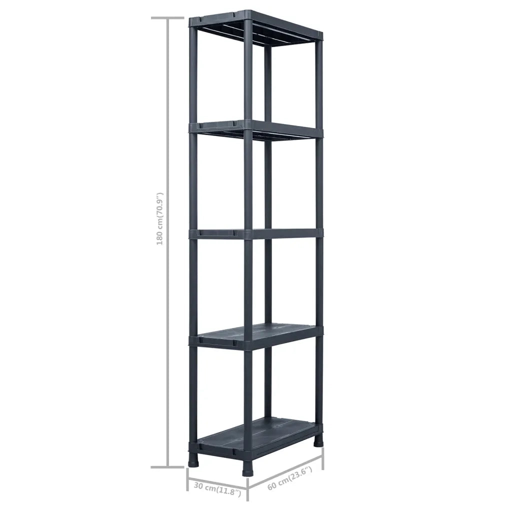 Scaffali 2 pz 125 kg 60x30x180 cm Nero in Plastica CFW7079364