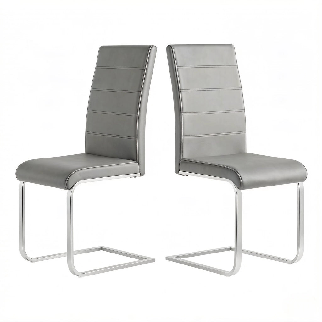 Set 2 sedie cantilever in velluto grigio scuro con schienale alto per sala da pranzo e ufficio