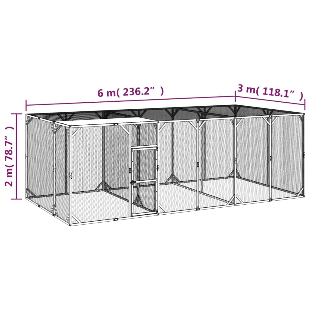 Pollaio/recinto/gabbia 600 x 300 x 200 cm in legno massello di pino impregnato marrone 02_0043929