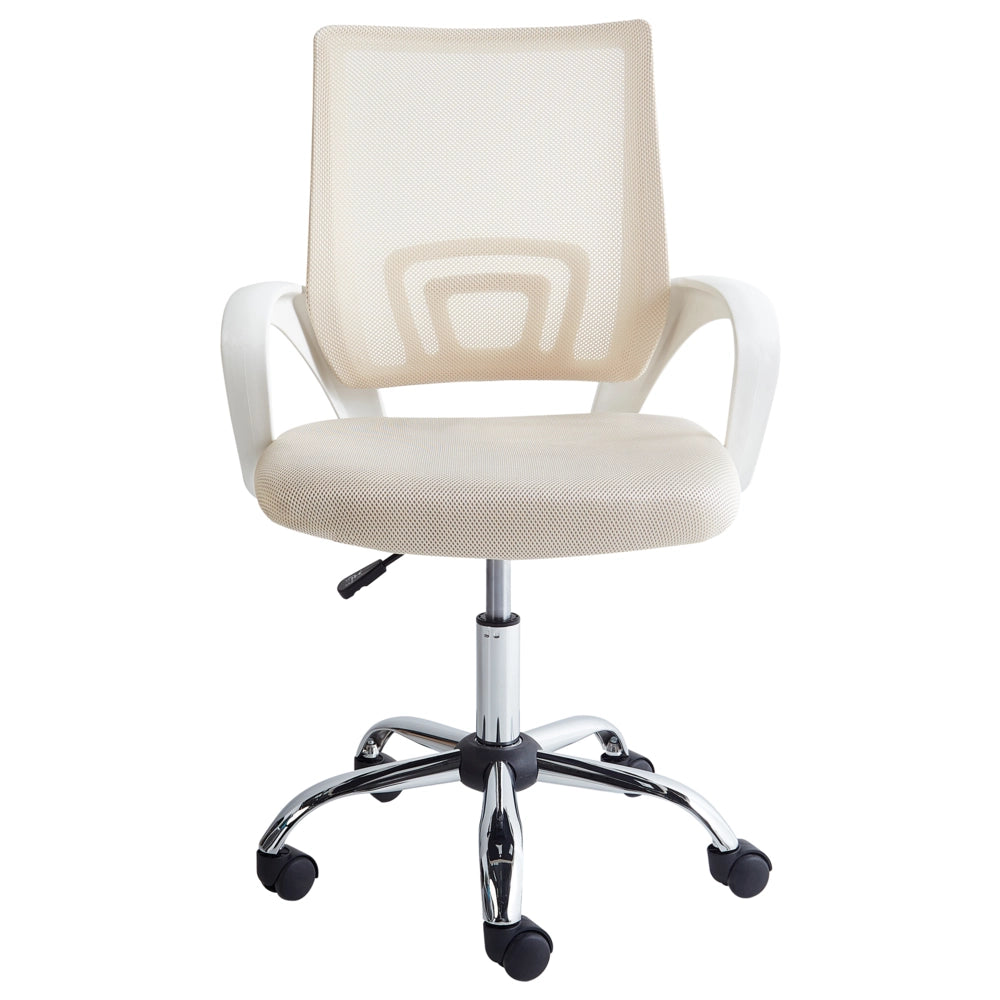 Sedia girevole da ufficio con schienale reclinabile regolabile in altezza beige moderna ufficio in casa