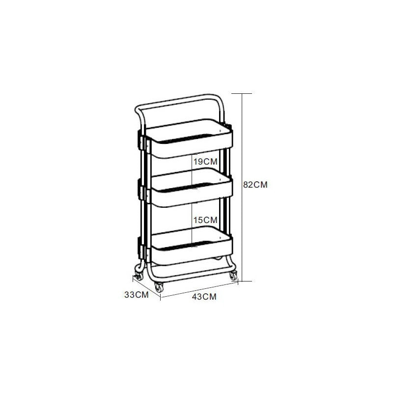 Carrello Cucina Bob In Metalo Nero Dimensione 43x33x82 Cm