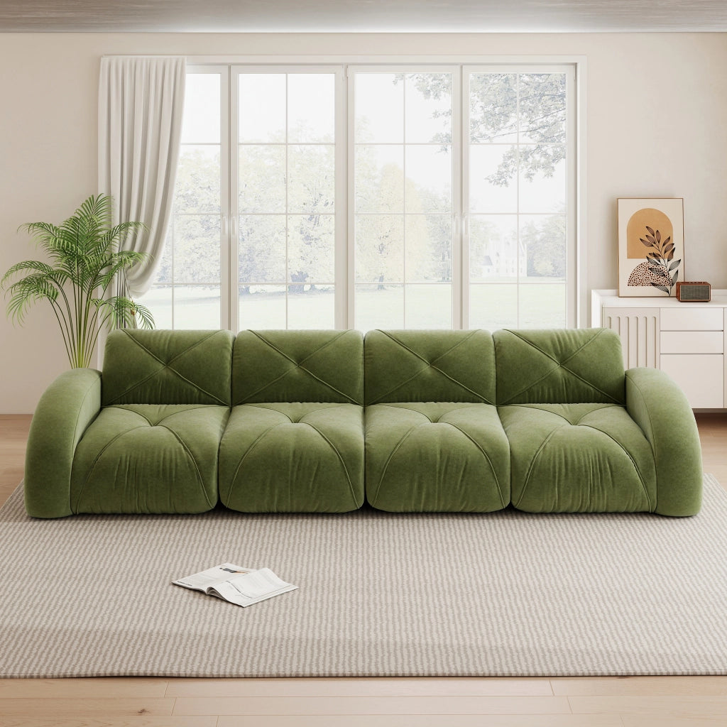 Divano Modulare 4 Posti in Tessuto Chenille ¨C Xylo ¨C Verde, Soggiorno