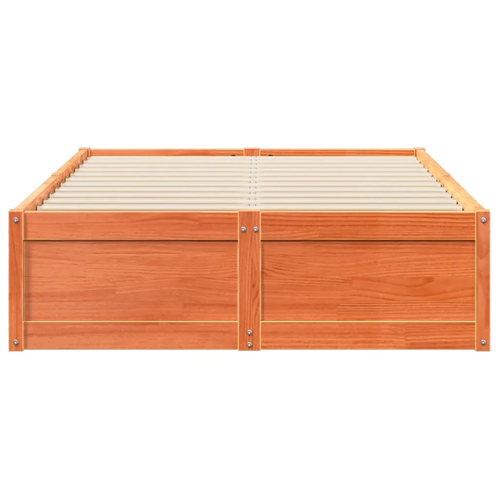 Letto senza Materasso Marrone Cera 135x190 cm in Legno di Pino 3282386