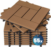 Deuba Piastrelle da Giardino in WPC 5m² Mattonelle 30x30cm Sauna Terrazza Esterno Terracotta 55 pz