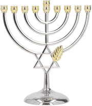 Menorah Vintage a 9 braccia con supporto a candelabro in metallo - 18 x 16 cm
