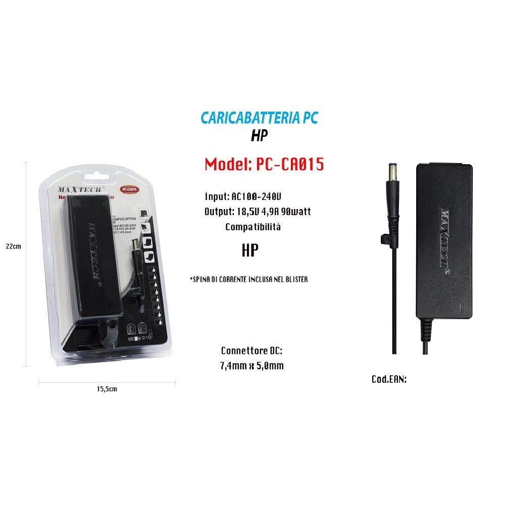 Trade Shop - Adattatore Alimentazione Caricabatteria Per Pc Hp Compaq Option Maxtech Pc-ca015 -