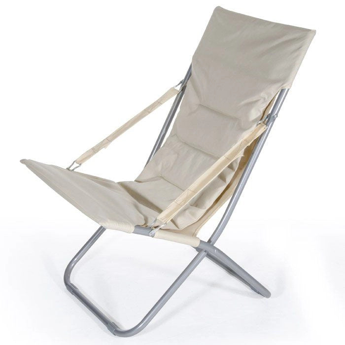 SDRAIO DA GIARDINO IMBOTTITA PIEGHEVOLE ECRU 80X60X92 CM, POLTRONA PER ESTERNO