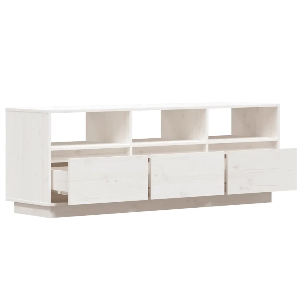 Mobile Porta TV Bianco 140x37x50 cm in Legno Massello di Pino 813431