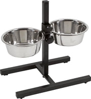 Ciotola per cani alimentabile con ciotola regolabile senza gradini - 2 x 1800 ml - nero - altezza 43 cm