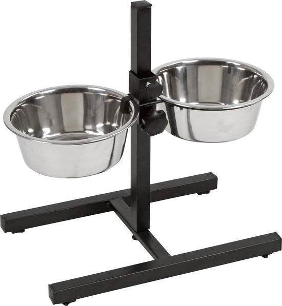 Ciotola per cani alimentabile con ciotola regolabile senza gradini - 2 x 1800 ml - nero - altezza 43 cm