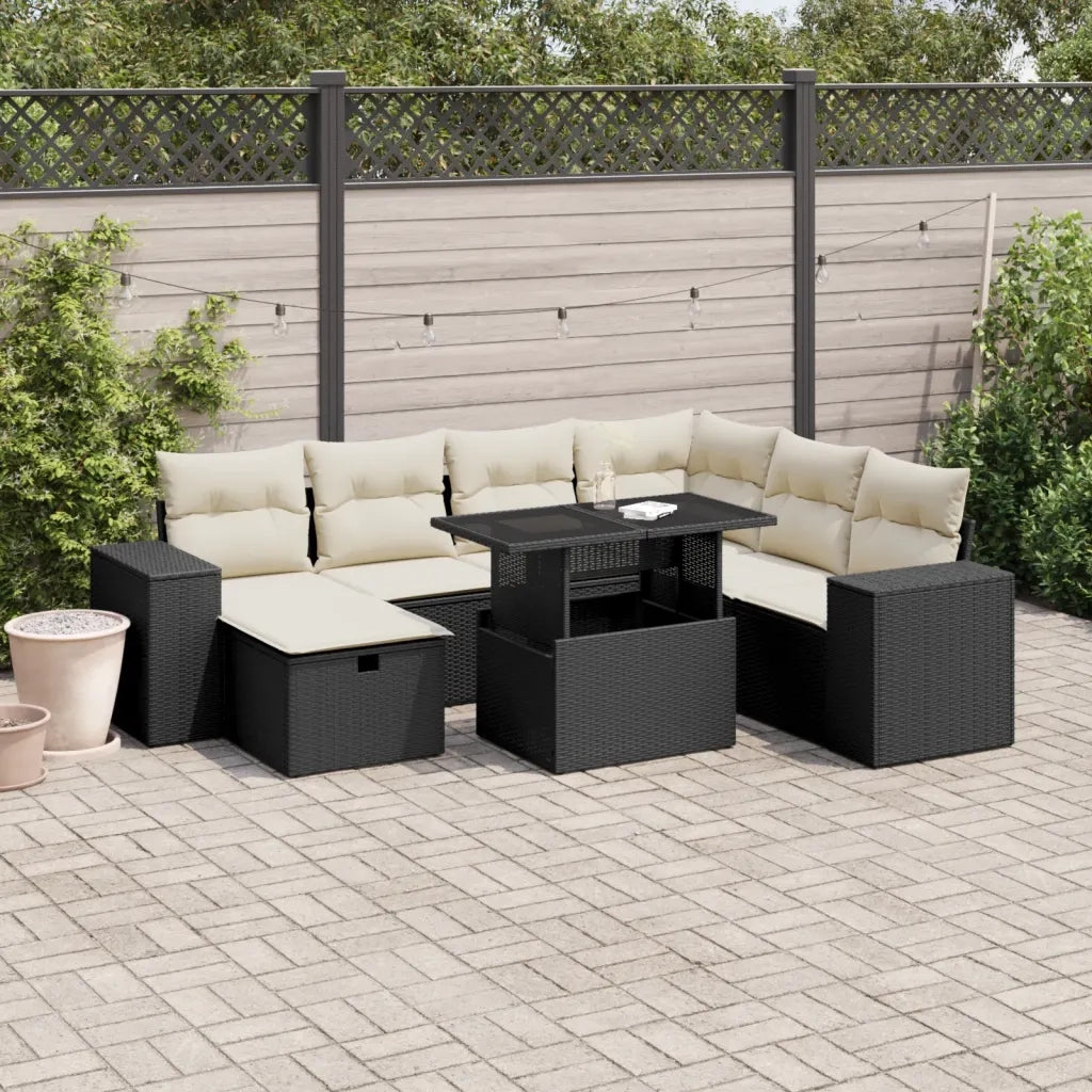 Set Divani da Giardino con Cuscini 8 pz Nero in Polyrattan 3275316