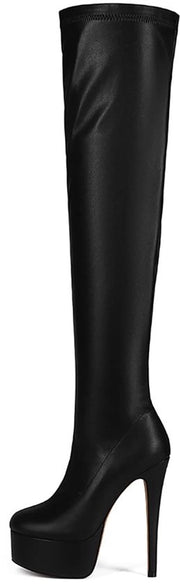 Laarzen con Tacco Alto - a Caviglia - Piattaforma - in Pelle - Chiusura a Ritorto - Altezza della Scarpa 55 cm - Laarzen fino alle Ginocchia