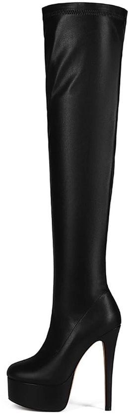 Laarzen con Tacco Alto - a Caviglia - Piattaforma - in Pelle - Chiusura a Ritorto - Altezza della Scarpa 55 cm - Laarzen fino alle Ginocchia