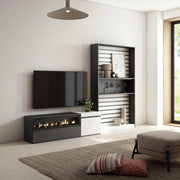 Mobile TV, Soggiorno, 260x35x186cm, Per TV fino a 65", Camino elettrico, Bianco e nero RF2546