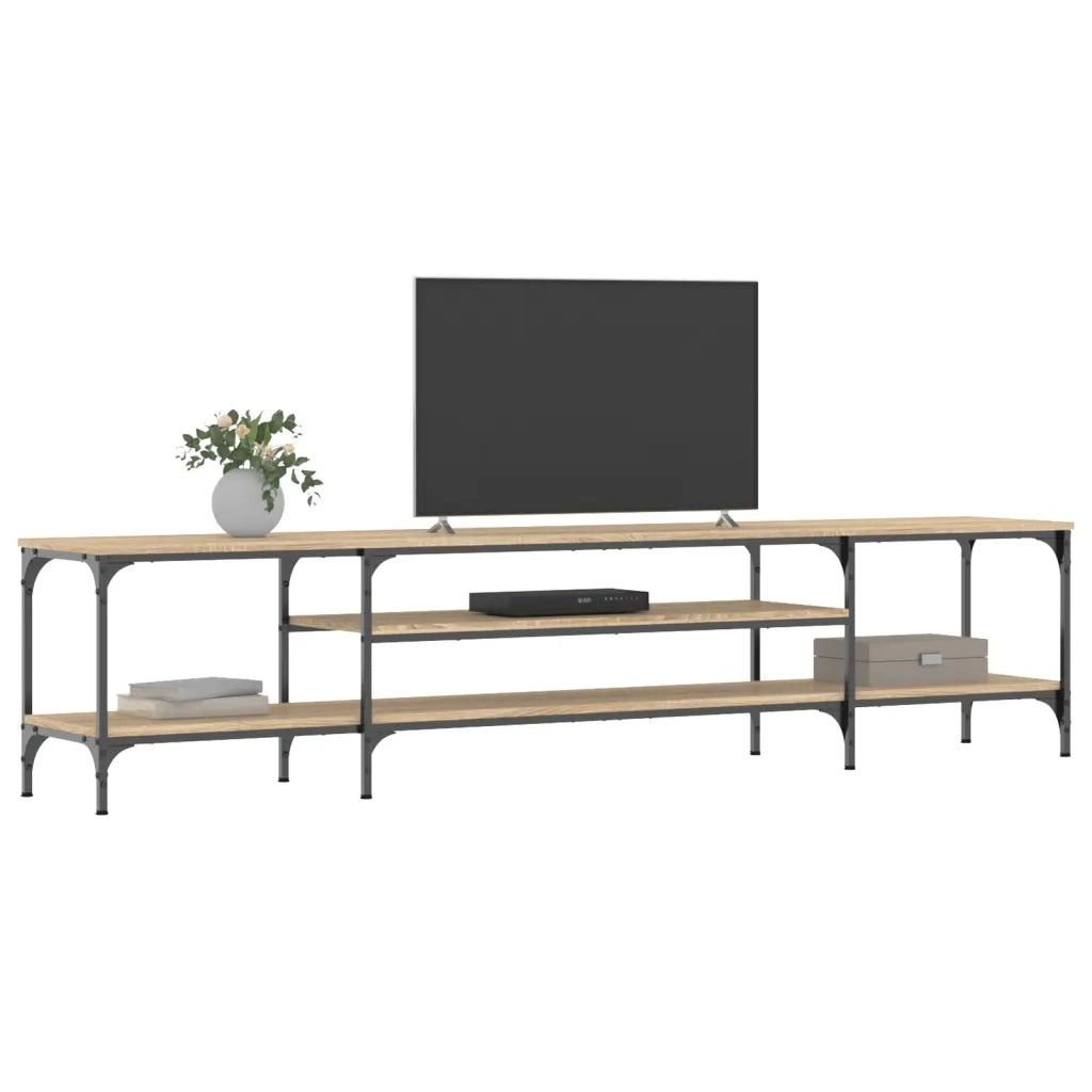 Mobile TV-Credenza per TV-Console TV Rovere Sonoma 201x35x45 cm Legno Multistrato e Ferro