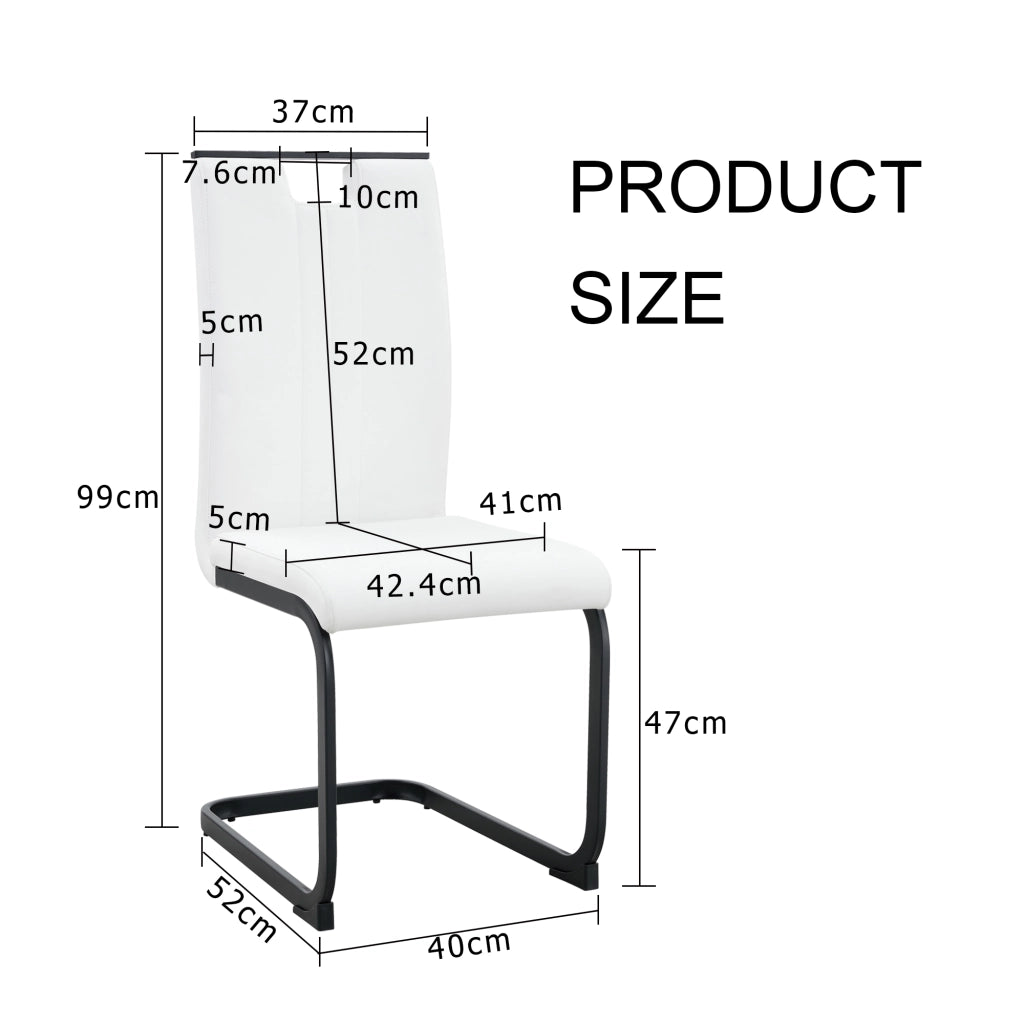 Sedia da Pranzo con Schienale Ergonomico e Piedini Antiscivolo in PU Bianco 75 × 47.5 × 44.5 cm