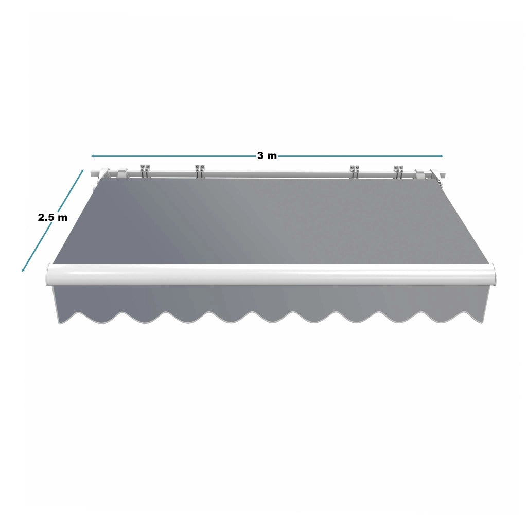 Toboli Tenda da sole con bracci a snodo e protezione UV 3x2,5m Antracite Montaggio a parete Balcone
