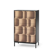 Vicco Cassettiera Nero/quercia 76 x 120 cm con 5 cassetti