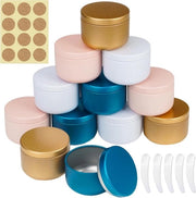 Confezione da 12 contenitori vuoti in alluminio per crema 50 ml con etichette e spatole - contenitori di prova per cosmetici, viaggio e trucco