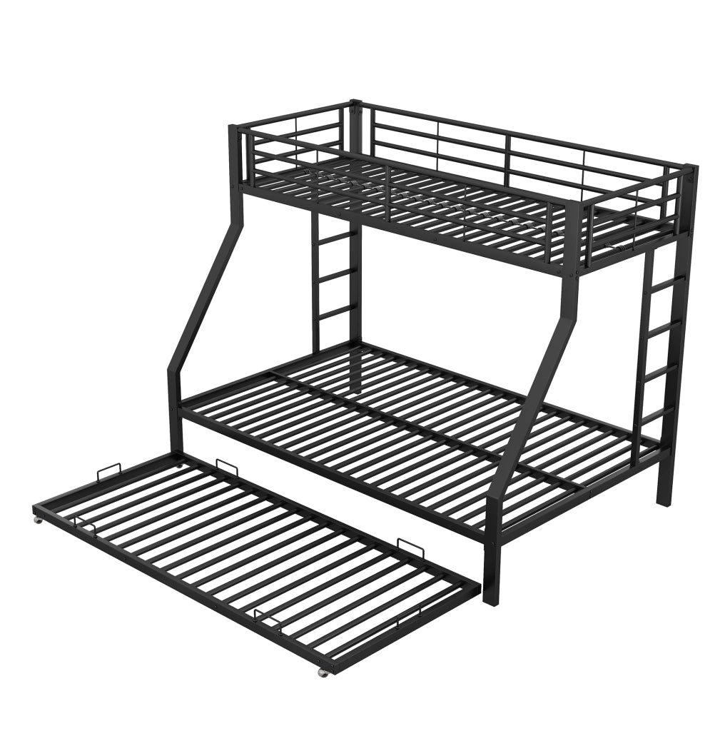 Letto a castello in metallo con letto estraibile, nero