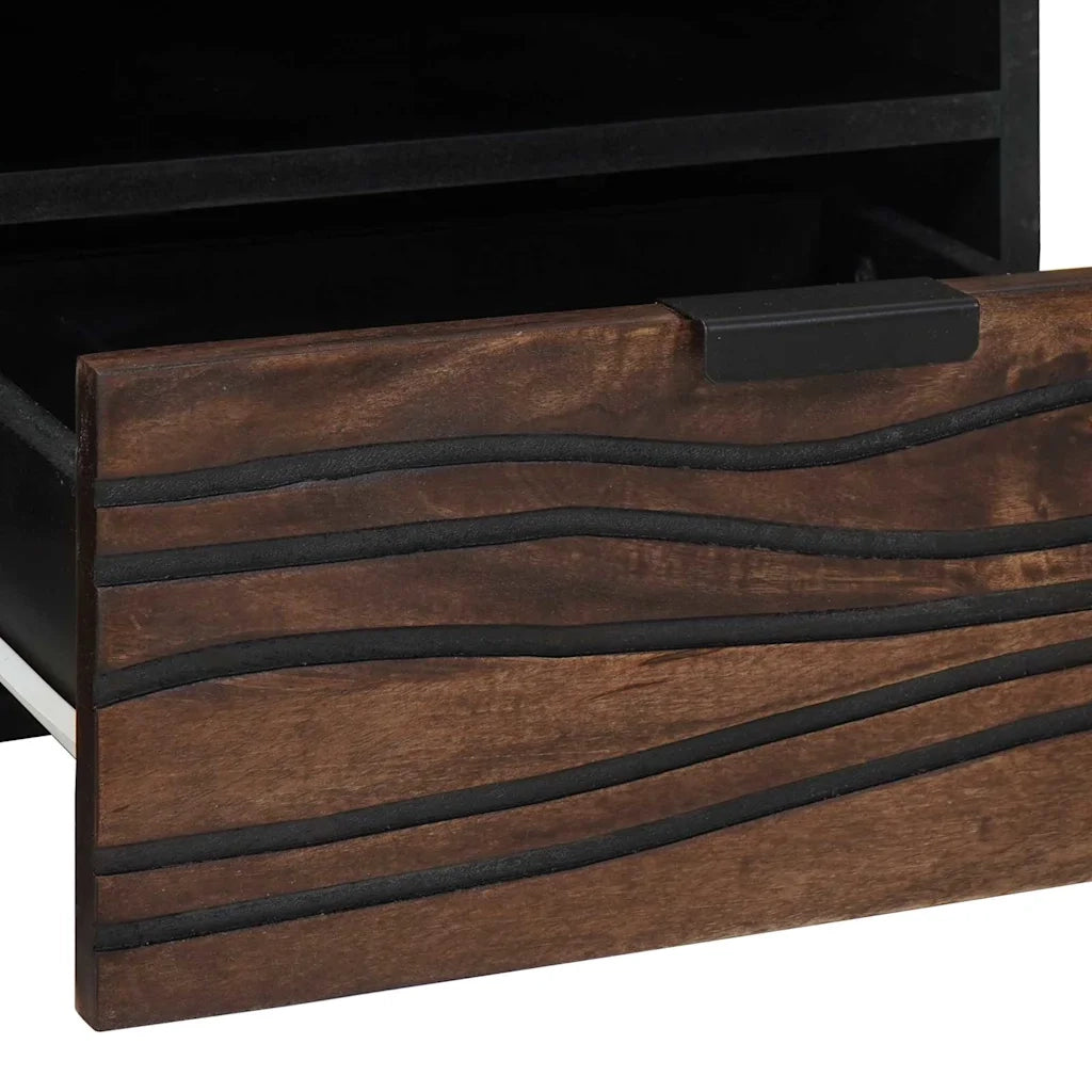 Tavolino da Salotto con Cassetto-Tavolino da soggiorno-Tavolo Marrone e Nero 80 x 54 x 40 cm 858805