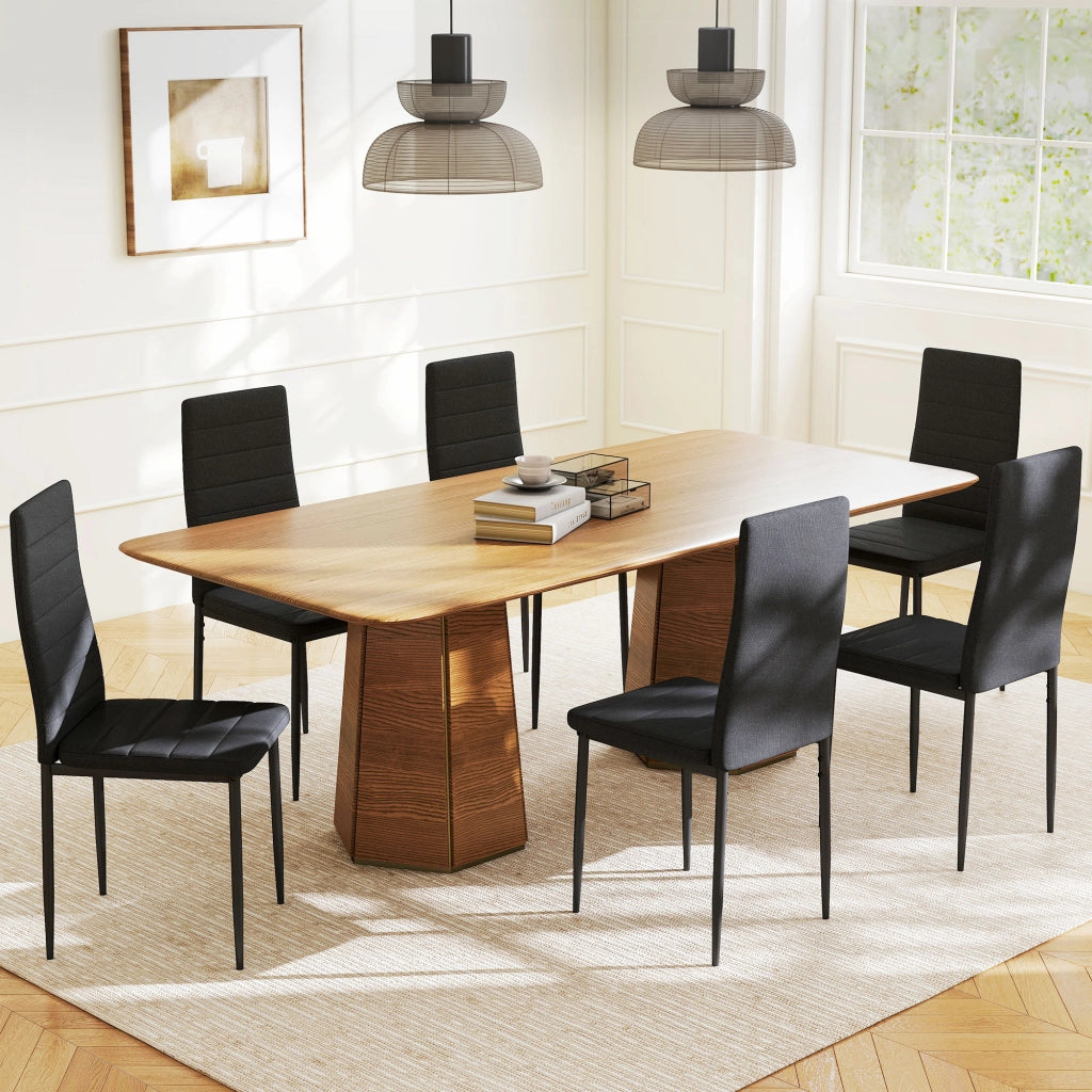 Set di 6 Sedie da Pranzo Moderne Imbottite con Schienale Alto e Gambe in Metallo 41x50x97 cm Nero ¨C Minimal