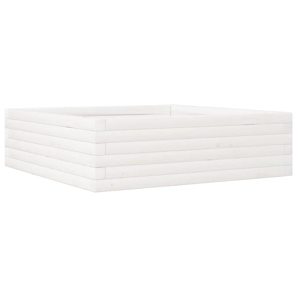 Fioriera da Giardino Bianca 80x80x23 cm Legno Massello di Pino