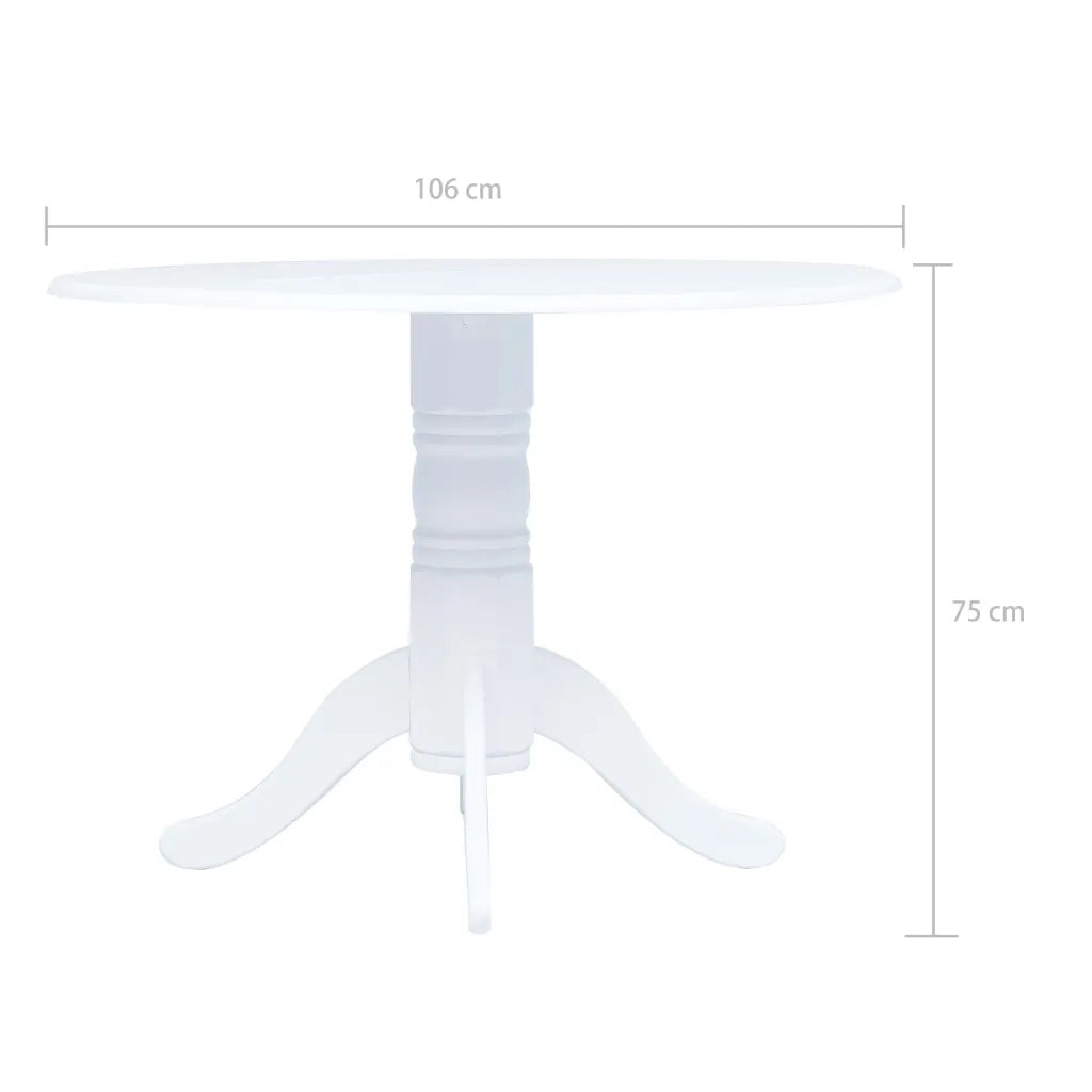 Tavolo da Pranzo Bianco 106 cm in Legno Massello di Hevea 247353