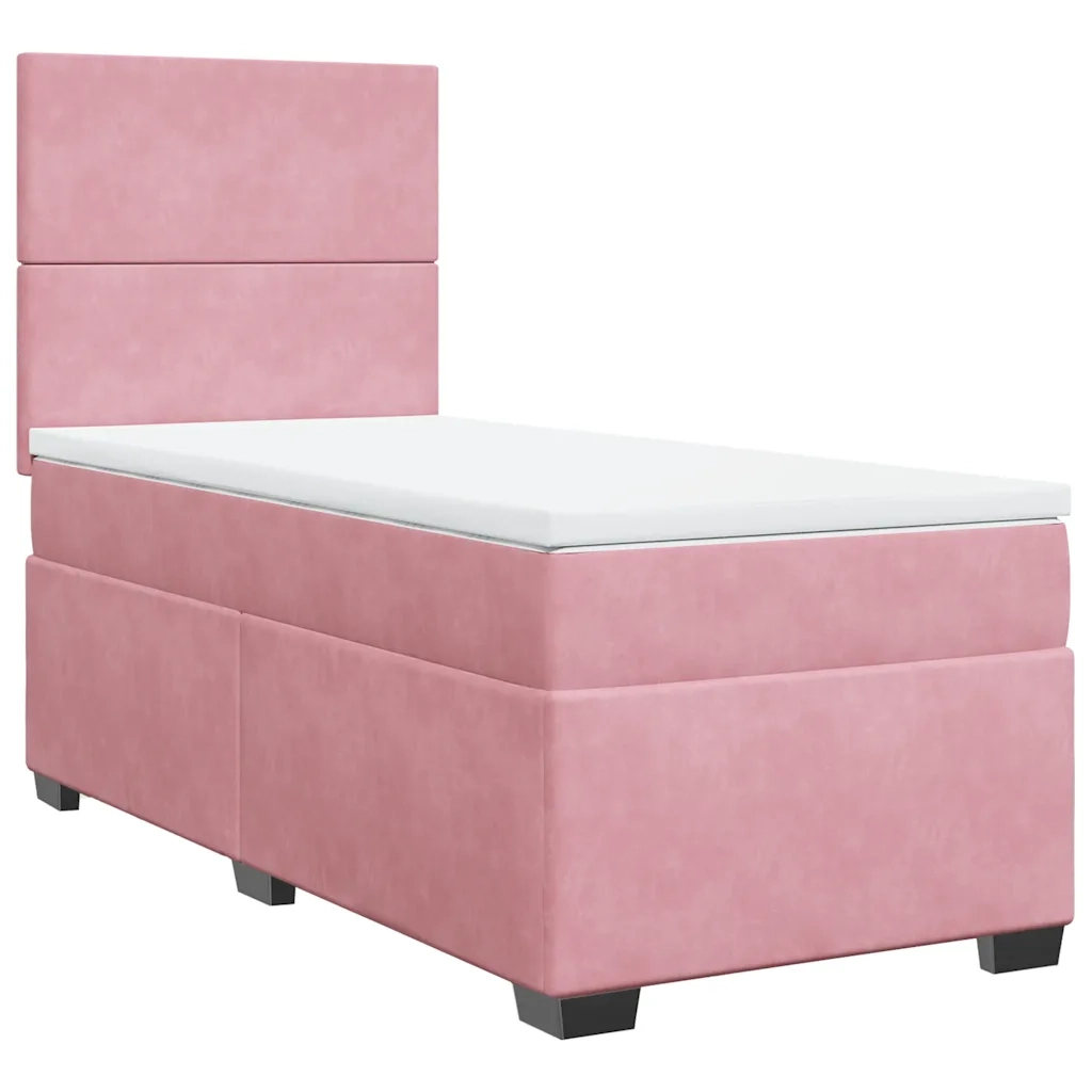 Giroletto a Molle con Materasso Rosa 100x200 cm in Velluto 3293133