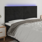 Testiera a LED-Testata con LED Nera 160x5x118/128 cm in Velluto 210019