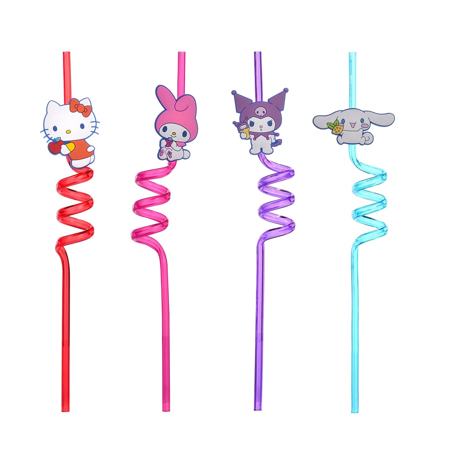 Set 48 Cannucce Riutilizzabili per Bambini Hello Kitty in Plastica