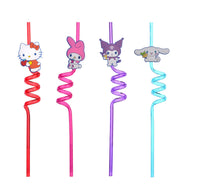 Set 48 Cannucce Riutilizzabili per Bambini Hello Kitty in Plastica