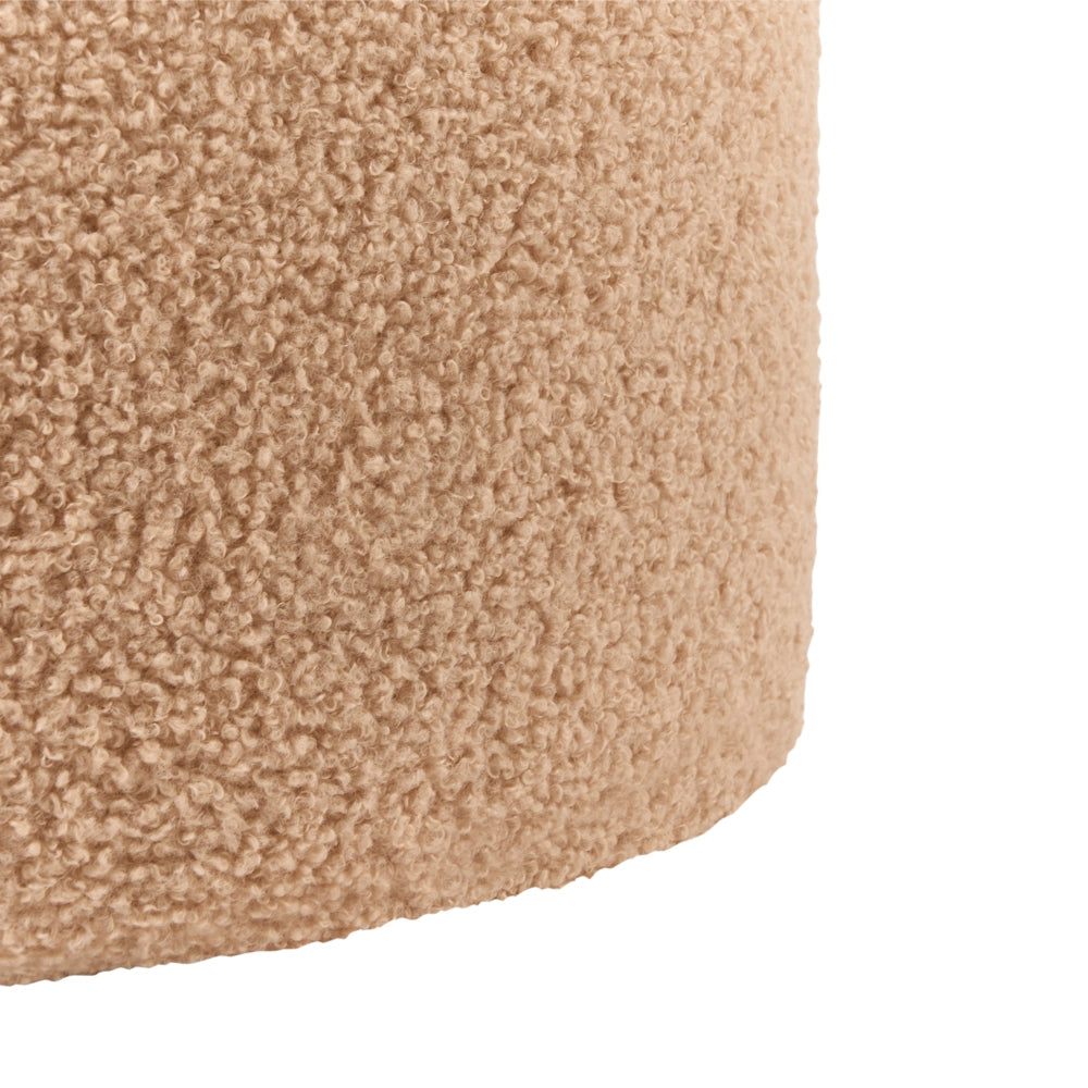 Set di 2 pouf con contenitore Boucle Marrone chiaro Tessuto Teddy Rotondo Pouf imbottiti  Moderno