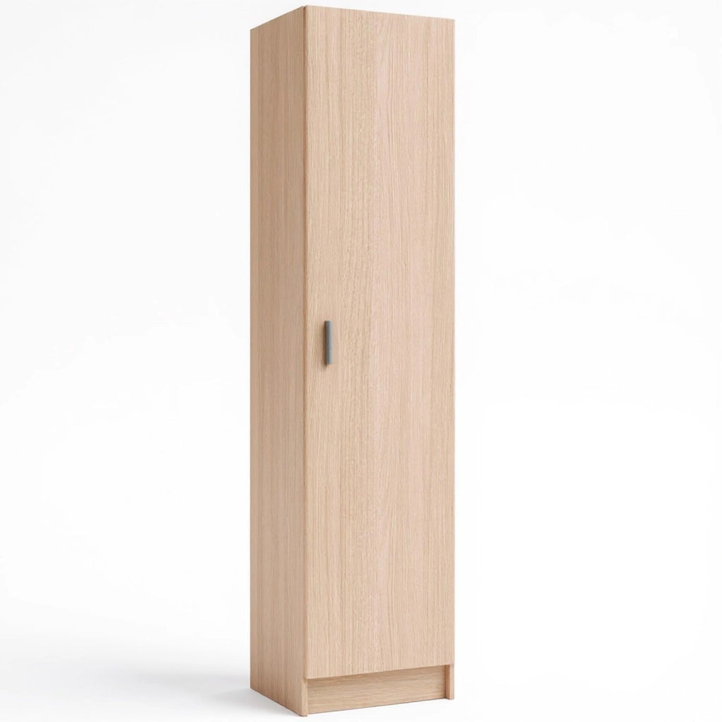 Armadio Con 1 Anta Armadietto Dispensa Mobile Multiuso Salvaspazio Con Ripiani Regolabili Anta Reversibile Ideale Per Cucina Ripostiglio Bagno Terrazzo 37 x 37 x 180 Cm Rovere