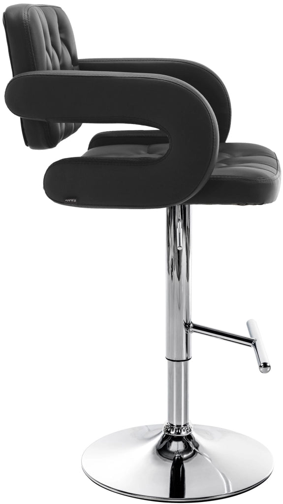 Sgabello Dublin in similpelle nero,cromo
